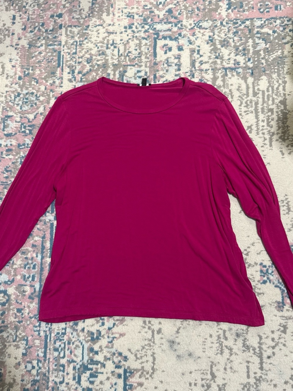 Express Long Sleeve Scoop Neck Top - Fuchsia